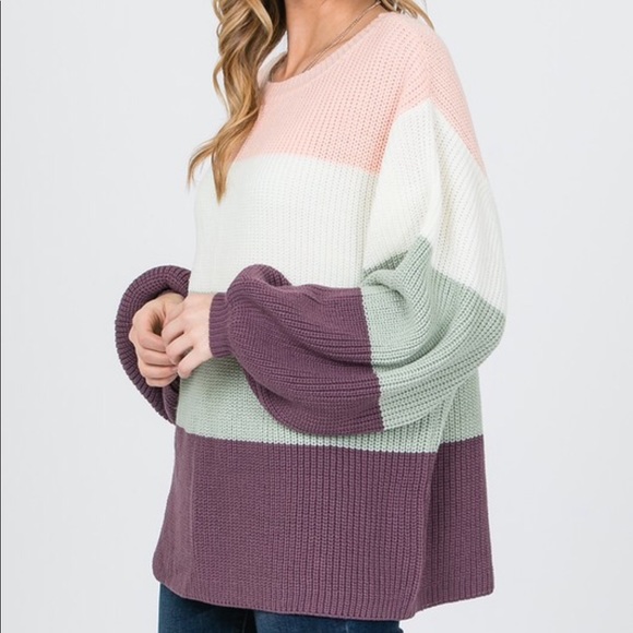 Color block Oversized Sweater bubble sleeves - Picture 6 of 6